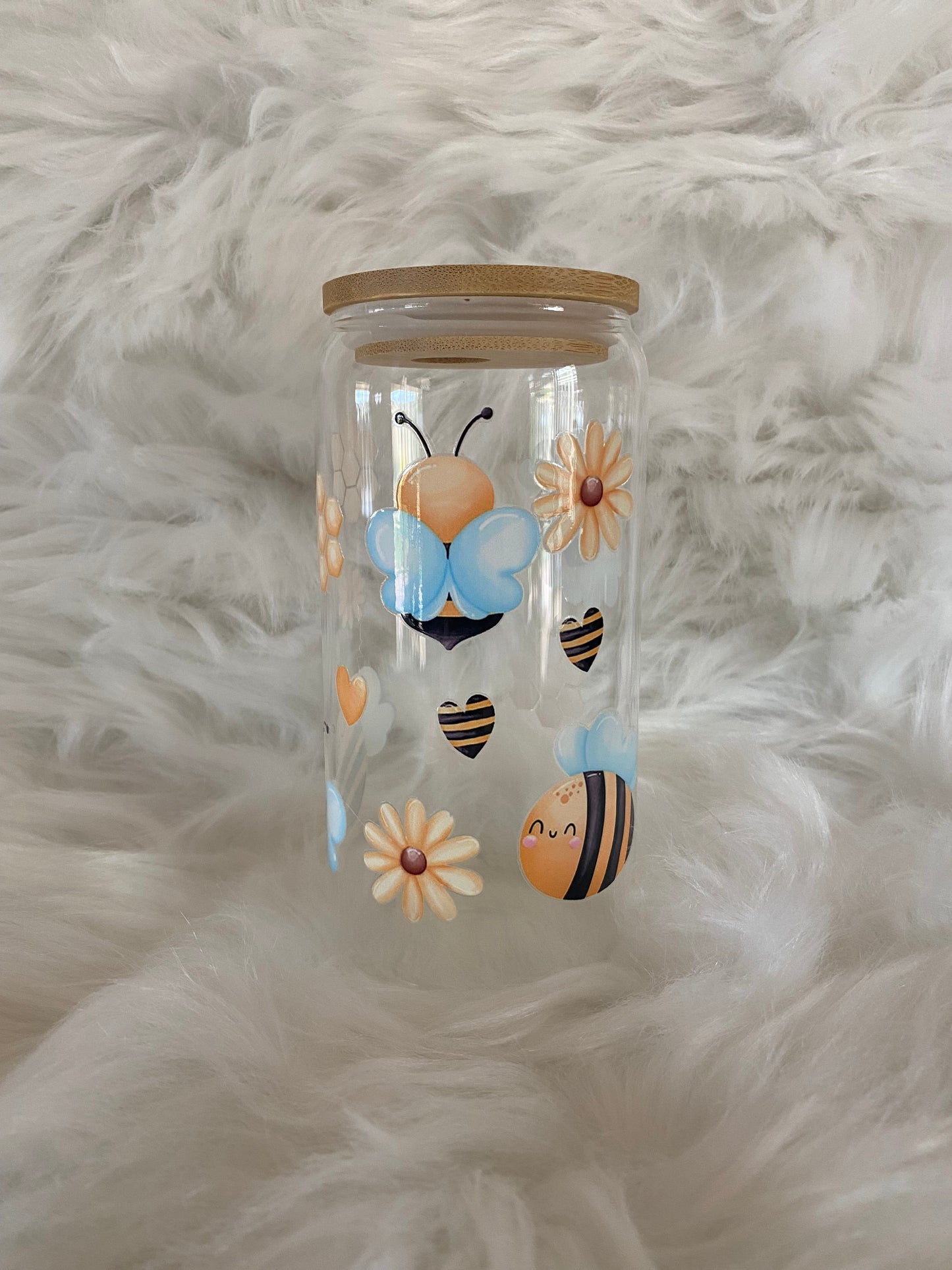 16oz/473ml “CUTE BEES” GLASS TUMBLER