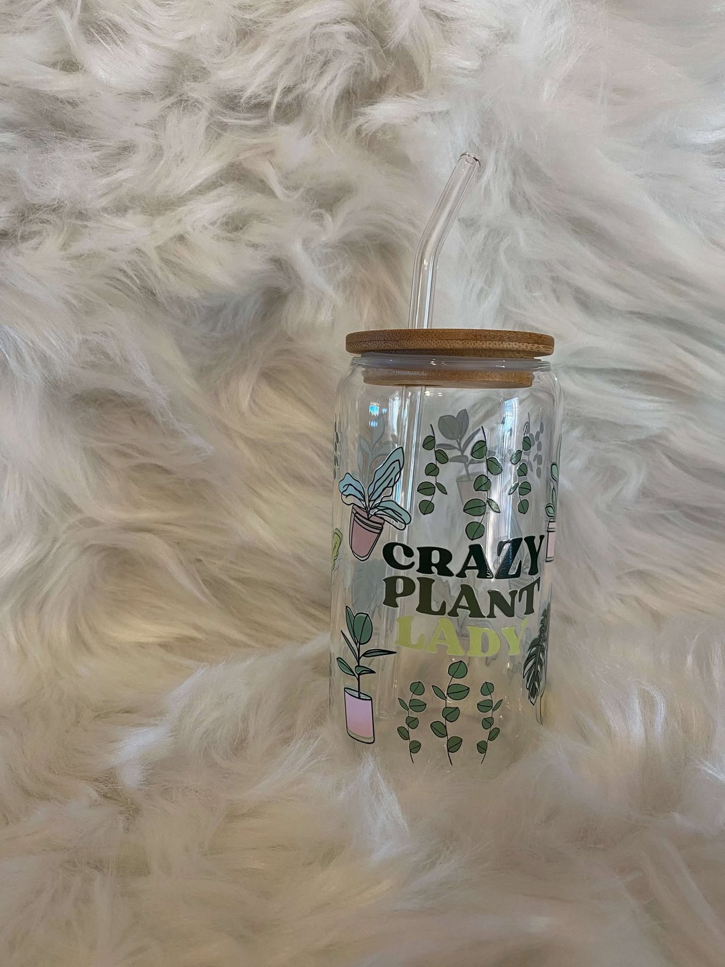 16oz/473ml “CRAZY PLANT LADY” GLASS TUMBLER