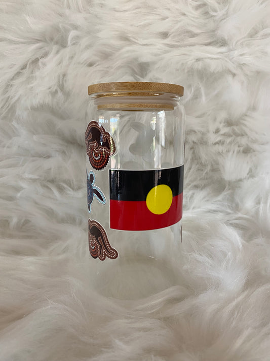 16oz/473ml “INDIGENOUS DESIGN”GLASS TUMBLER