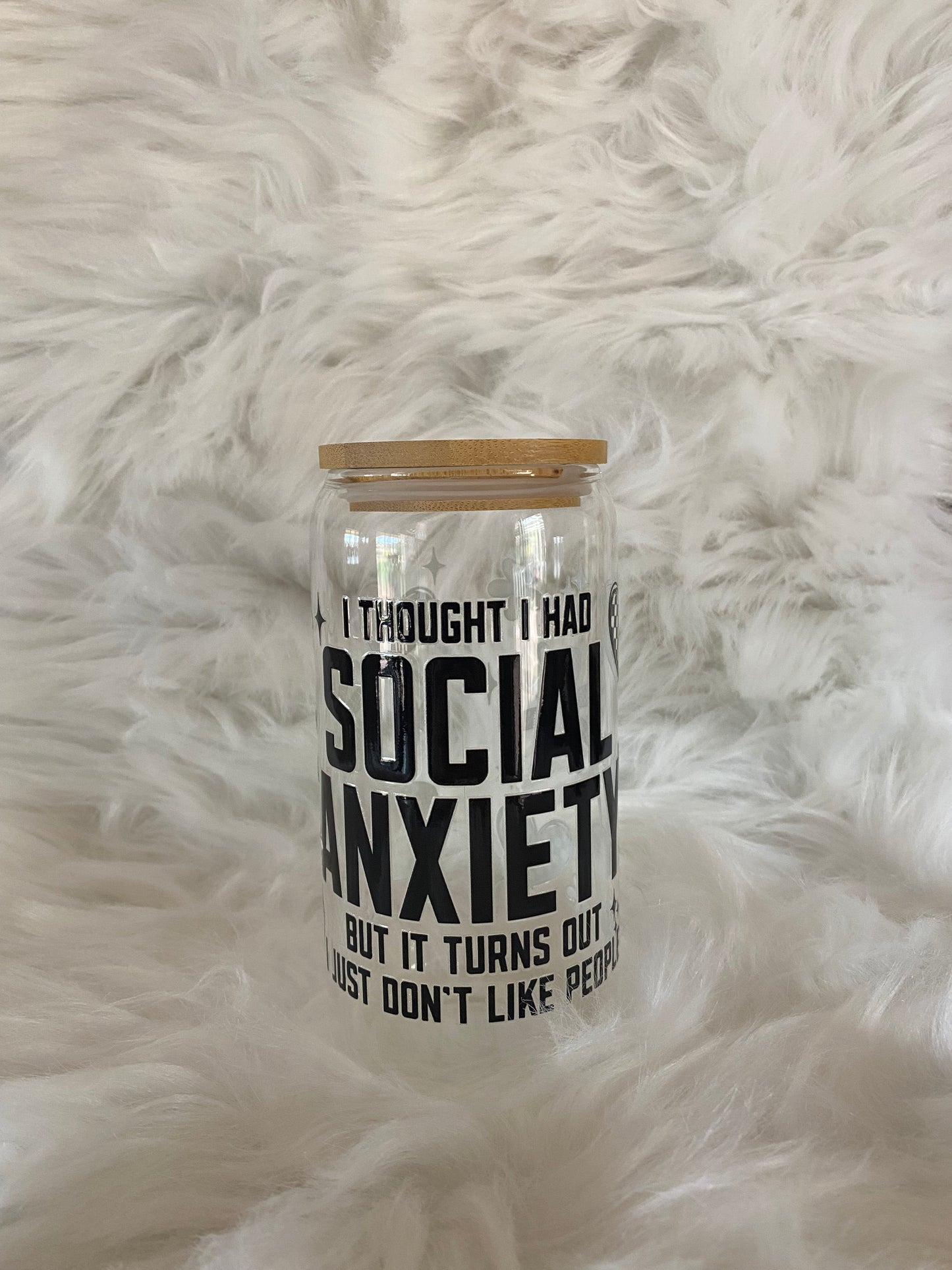 16oz/473ml “SOCIAL ANXIETY” GLASS TUMBLER